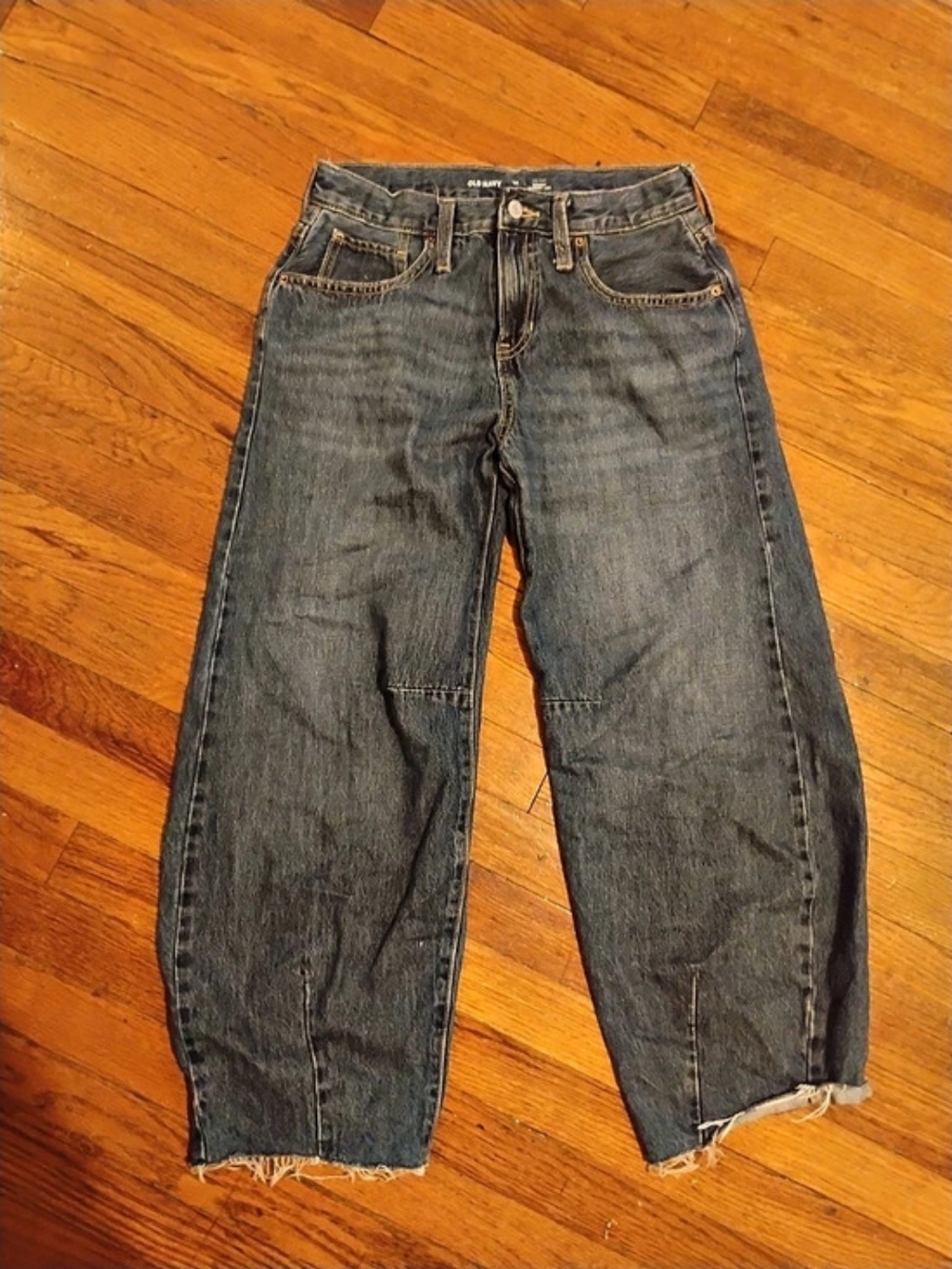 Old Navy Mid-Rise Baggy Barrel Leg Jeans Waist 12 Blue